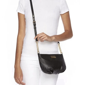 Juicy Couture Heidi Crossbody Bag Handbag Black Leather Gold Chain Closet Staple